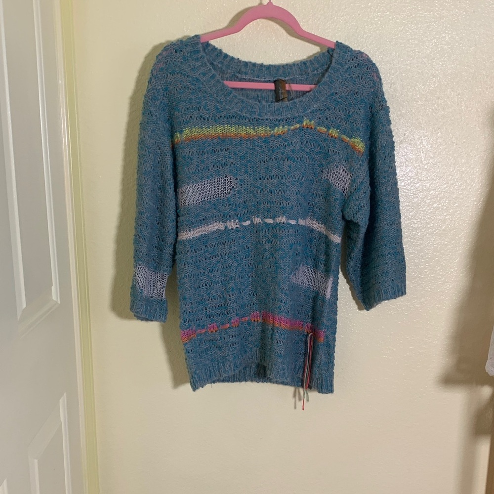 NWOT Aratta Blue Multicolor Knit Women's Sweater